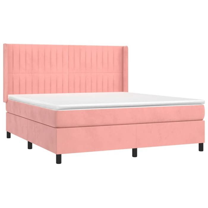Maison Exclusive - Sommier à lattes de lit matelas et LED Rose 180x200 cm Velours