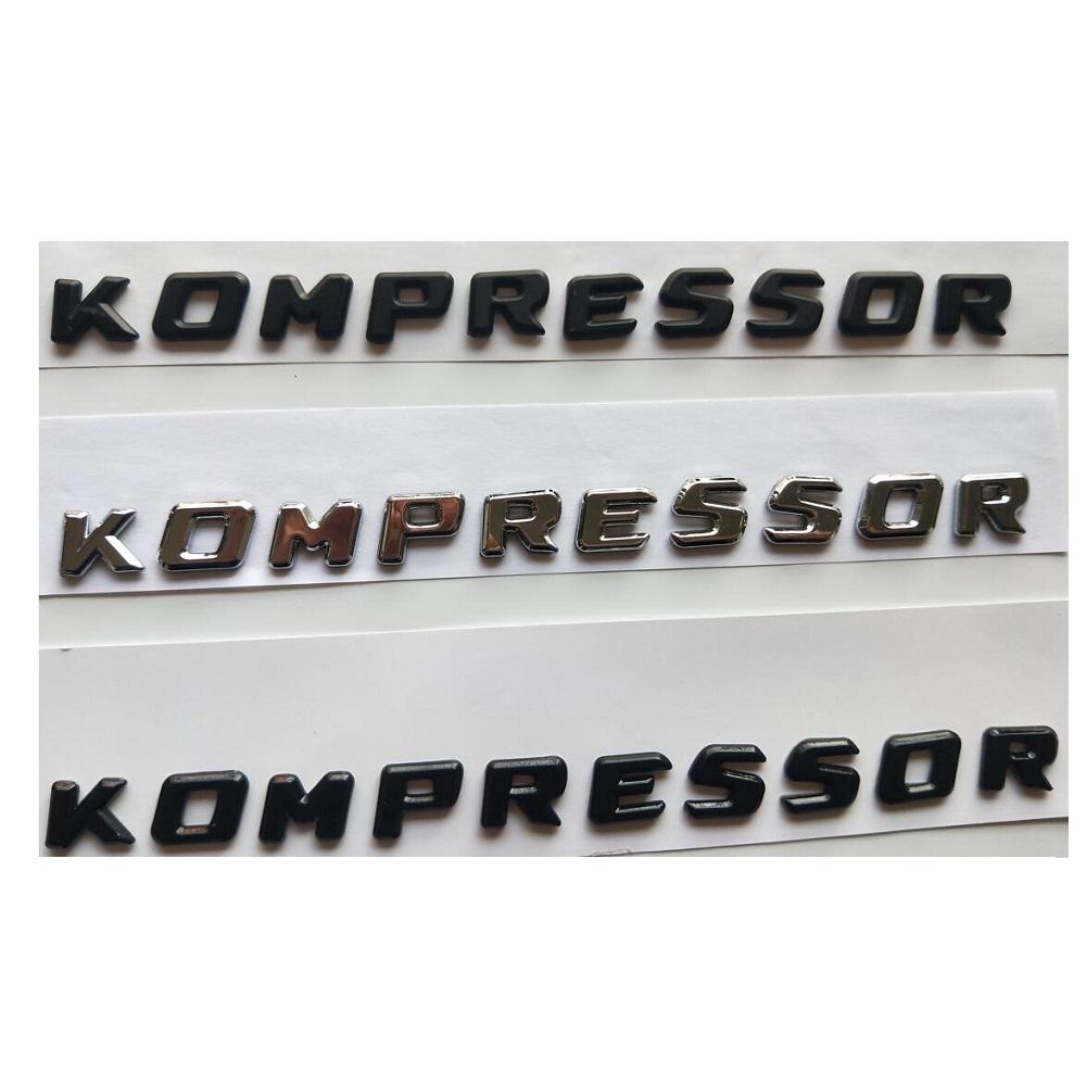 

For Mercedes Benz AMG CLK GLK Class Chrome Black Letters KOMPRESSOR Trunk Fender Emblem Badges Sticker Gloss Black