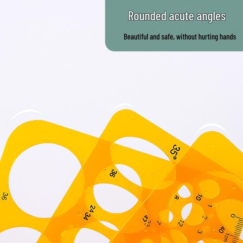Multifunctional Drafting Ruler with Round, Square, Ellipse, and Polygon Templates for Students