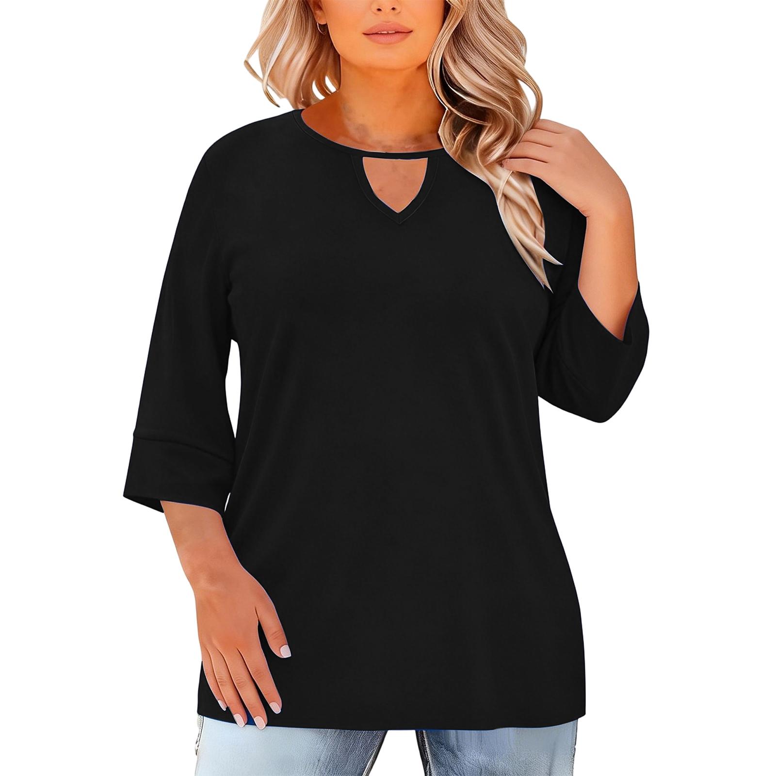 

Women s Fashionable Short Sleeve Elegant Commuting And Casual Top XXXXL чорний
