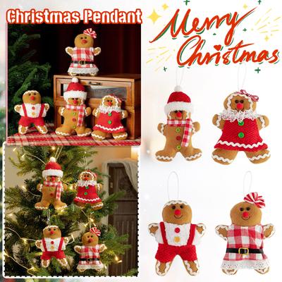 Christmas Gingerbread Figurine Velvet Small Gingerbread Figurine Window Decoration Christmas Tree Pendant, Holiday Decoration