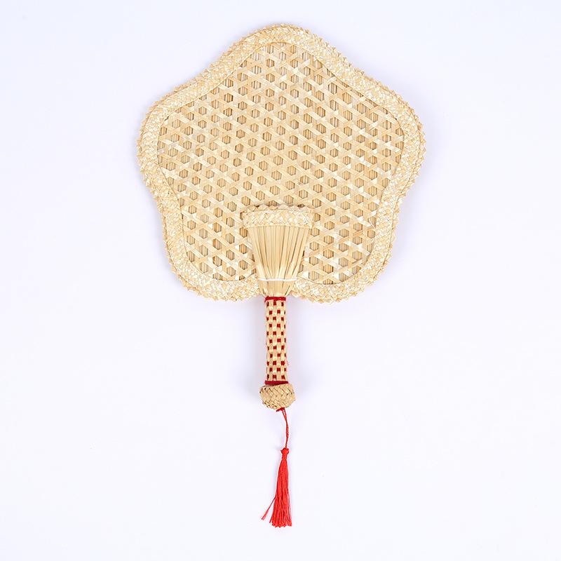 Handmade Straw Fan With Tassels Vintage Asian Style Hand Fan Gifts For Summer Weddings Parties Natural Material