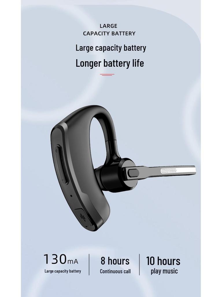 Qualcomm Bluetooth Single-Ear Business Earphone with Dual Mic Noise Cancelling and Long Battery Life
