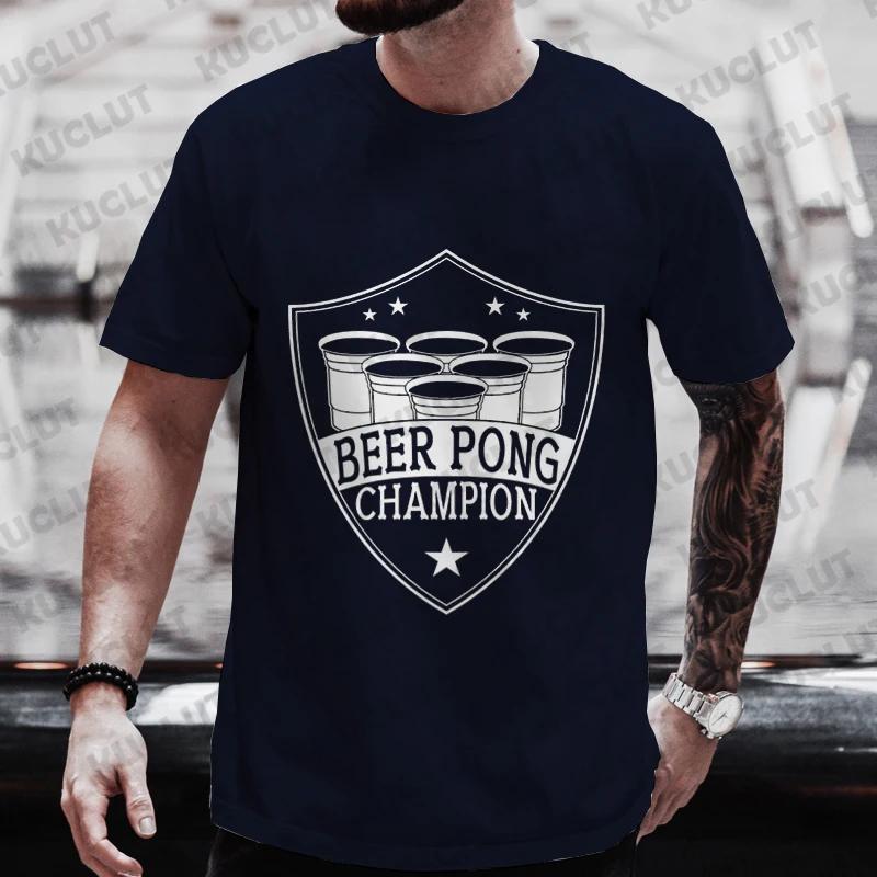 Men's T-shirts Beer Pong Graphic T Shirt Beer DAY Streetwear Drinking Party Tops Short Sleeve Tee Y2k Oversized Clothes