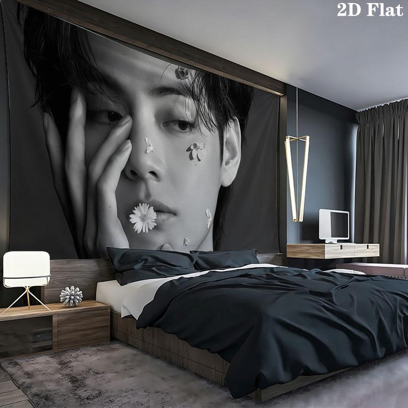 Kim Taehyung Wall tapestry, aesthetic printed fabric blanket, suitable for bedroom, living room, and home decor.