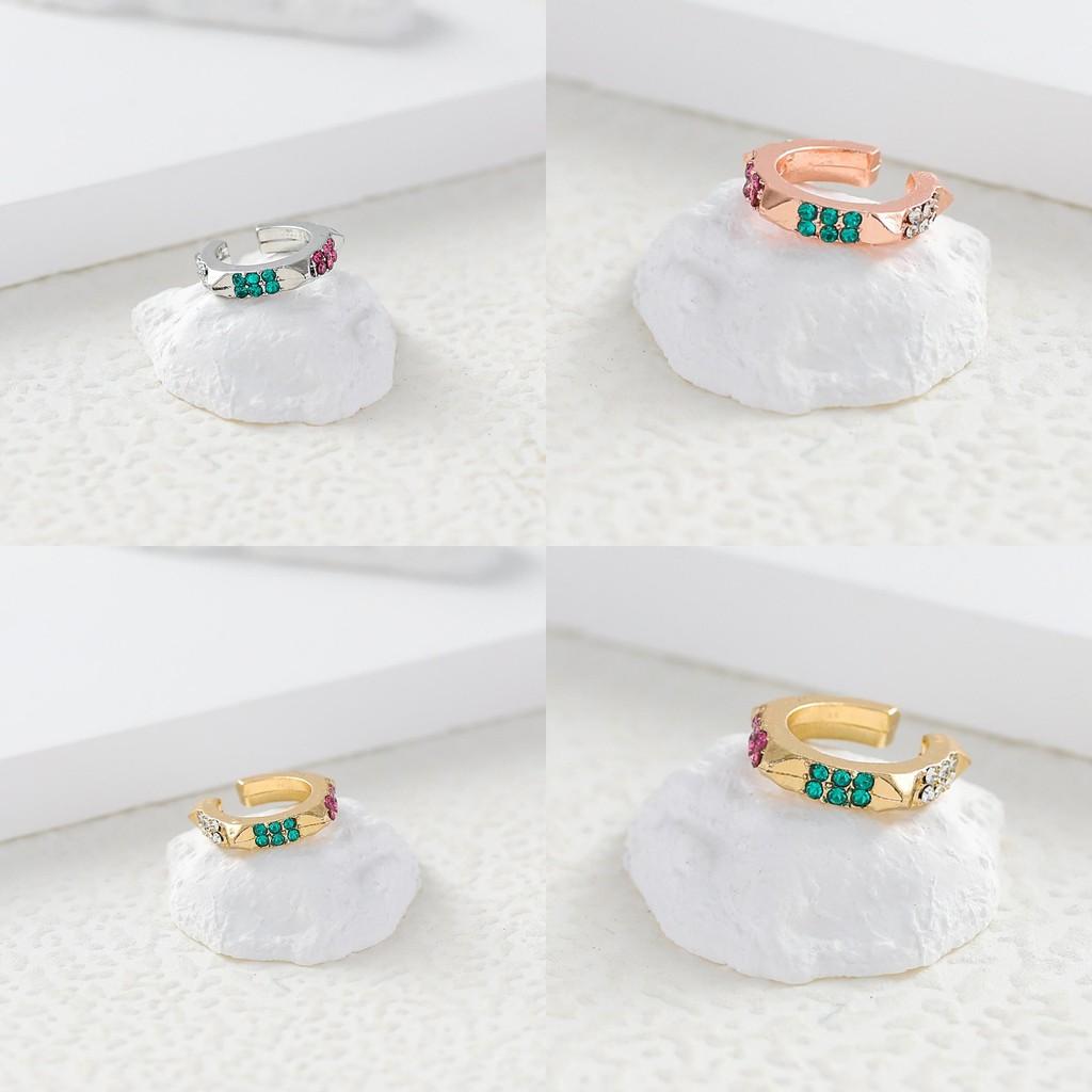 Dazzling Geometric Alloy Ear Cuff With Colorful Stones For Stylish Women