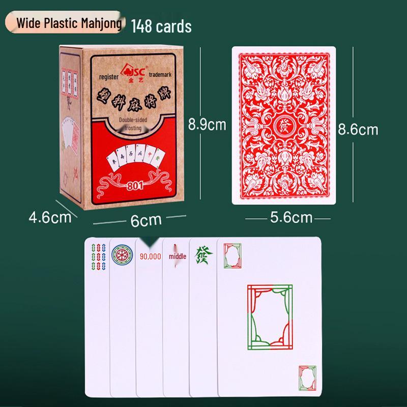 Jin Yi Wide Waterproof Plastic Mahjong Tiles with Dice - Travel Cards Set