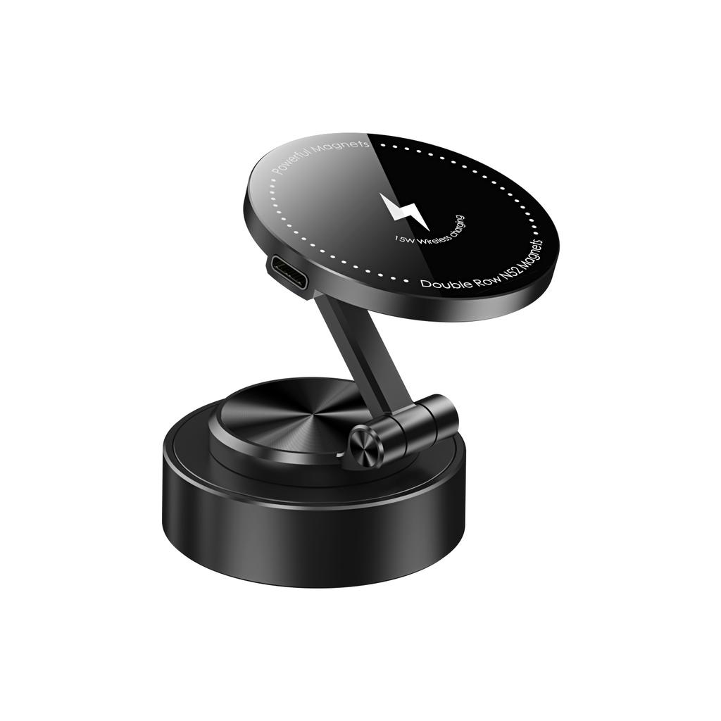 Car Magnetic Vacuum Adsorption Bracket with Wireless Charger 360 degree Rotating Navigation Mobile Phone Holder Car Phone Stand