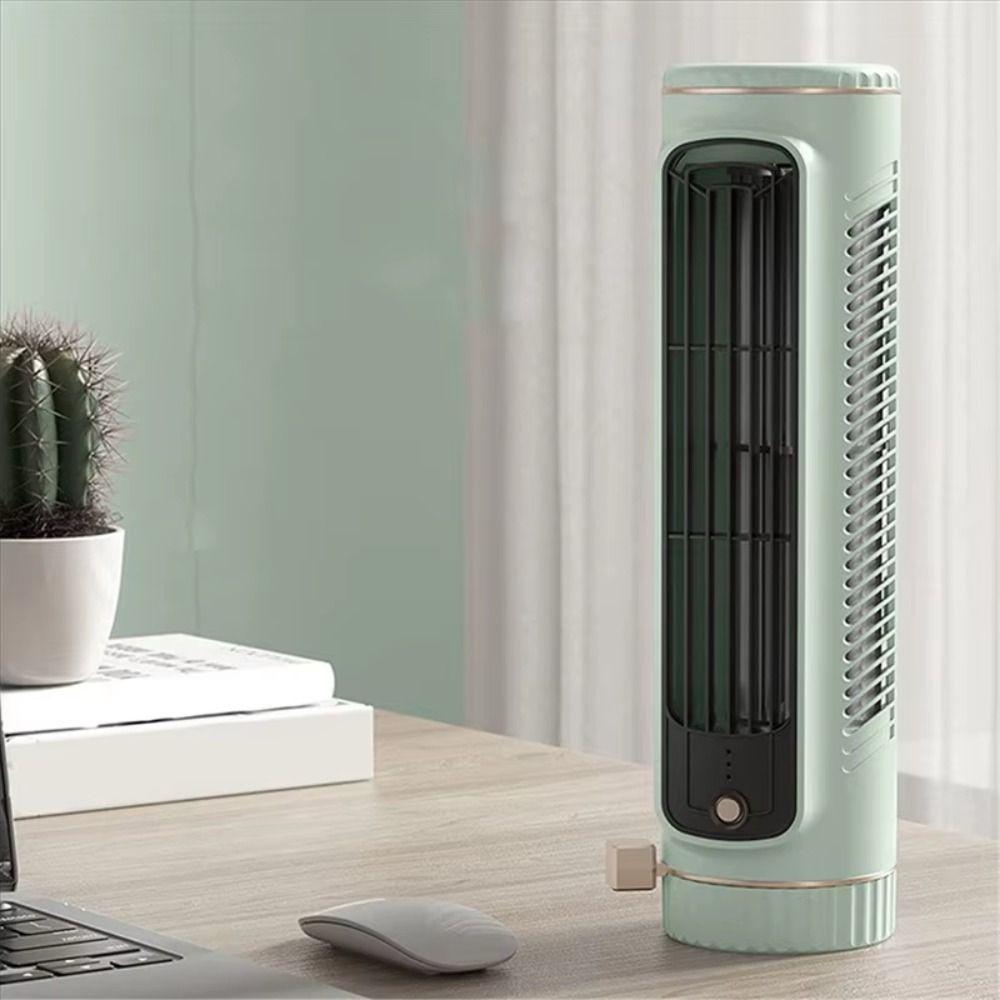 USB Rechargeable Hole-Free Mount Fan Compact Leafless Design USB Rechargeable Fan Lightweight Portable Air Cooler Office Use