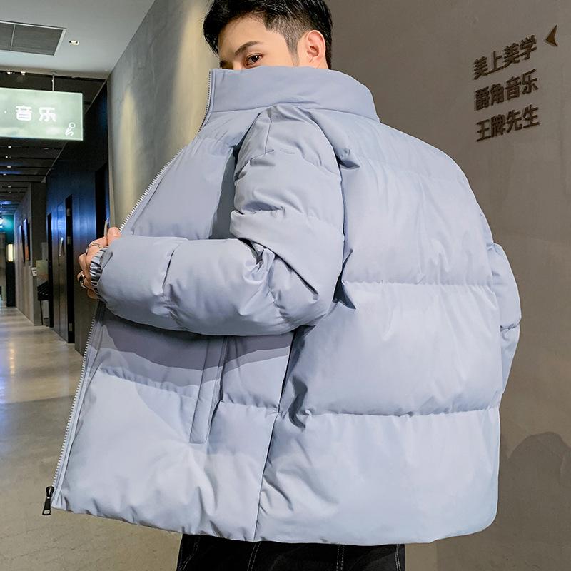 Winter New Stand-up Collar Simple Sports Thickened Warm Cotton Clothes Solid Color Couple Loose Trend Cotton Coat