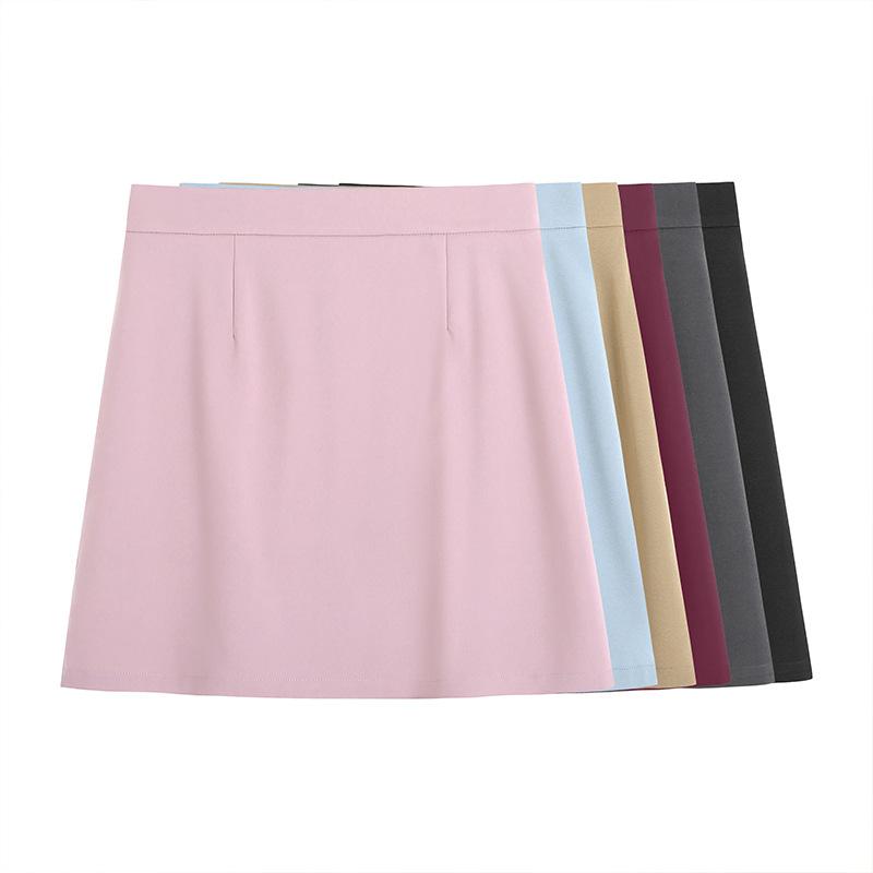Summer Plus Size Women's Skirt Solid Colour Simple A-Line Elastic High Waist Half-body Skirt