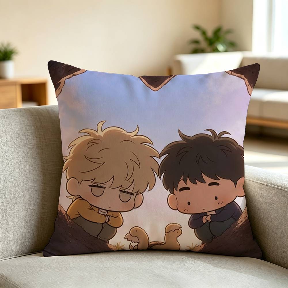 P-Passion Bl A-Anime Square Double-Sided printed Pillow Case Bedroom Bedside Pillow Sofa Cushion Cover
