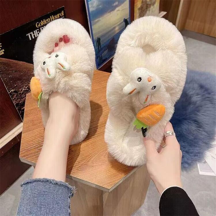 Fairy Wind Bow Hair Slippers Female Wear Superior Sense 2025 New Autumn and Winter Student Dormitory Office Cotton Flops