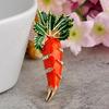 Blucome Cute Orange Carrot Brooch Enamel Green Leaves Gold-color Pins Suit Scarf Clothes Corsage Jewelry Women Men Kids Gifts