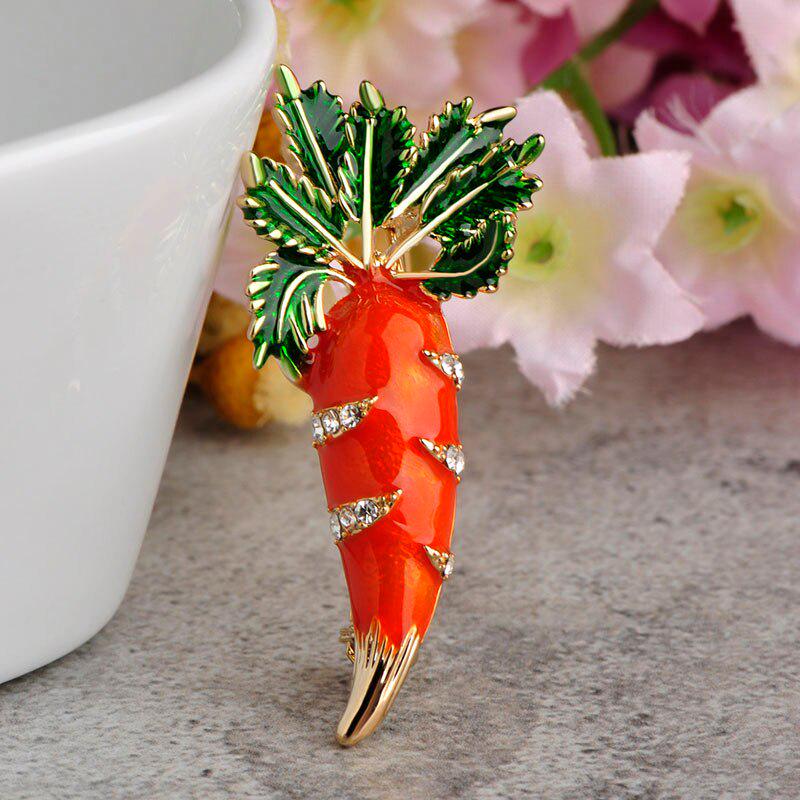 Blucome Cute Orange Carrot Brooch Enamel Green Leaves Gold-color Pins Suit Scarf Clothes Corsage Jewelry Women Men Kids Gifts