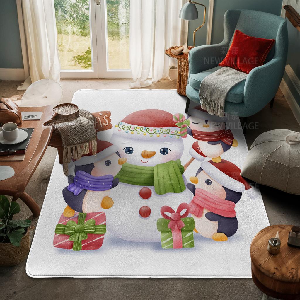 House Entrance Carpet Home Door Mat Living Room Bath Foot Bathroom Non-slip Water Absorption Rugs Bath Merry Christmas Winter
