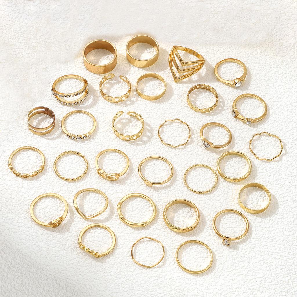 European and American Popular Love Geometric Ring Open Multi-joint Ring Irregular Ring Set Hot-selling Parts