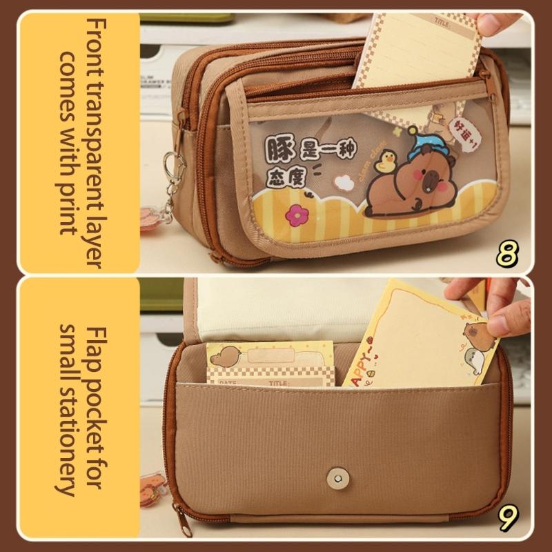 Pencil Case Cartoon Capybara Pen Bag Large Capacity Pencil Pouch Lovely Pencil Bag School Office Supplies for Student