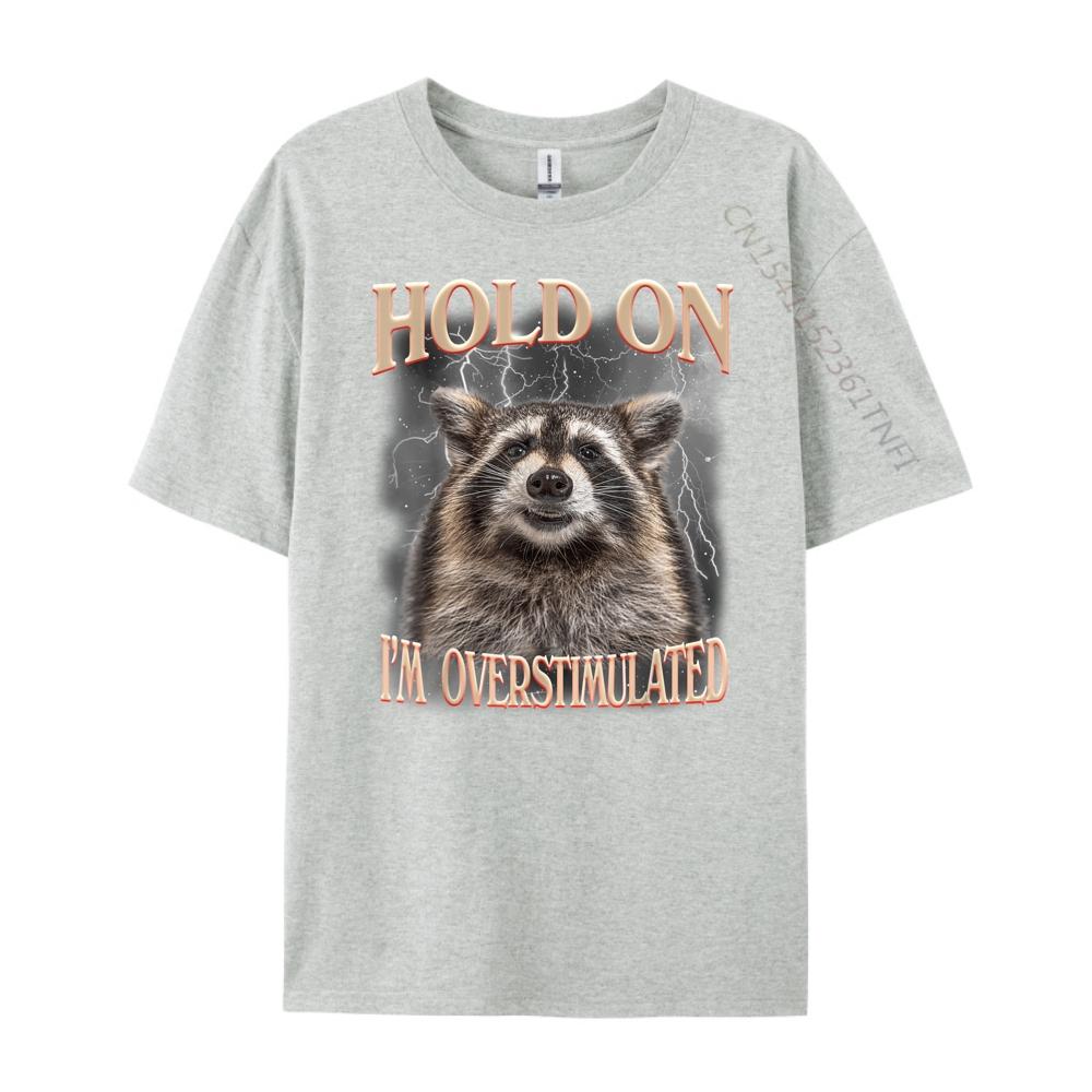 Hold On Im Overstimulated Raccoon Funny Men Women Streetwear Men Fall T Shirts For Men