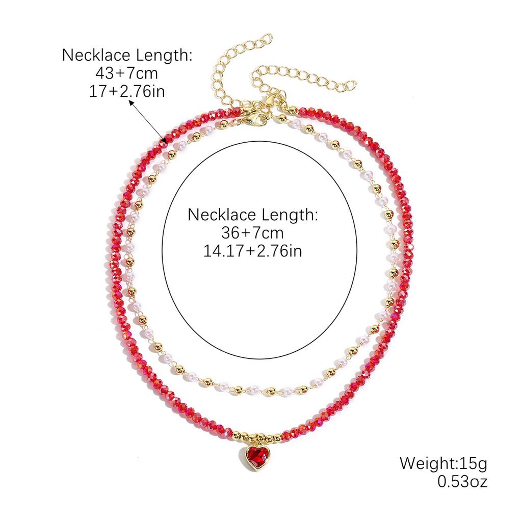 Summer Jewelry Crystal Beaded Double-Layer Necklace Temperament Advanced Sense Dopamine Crystal Necklace