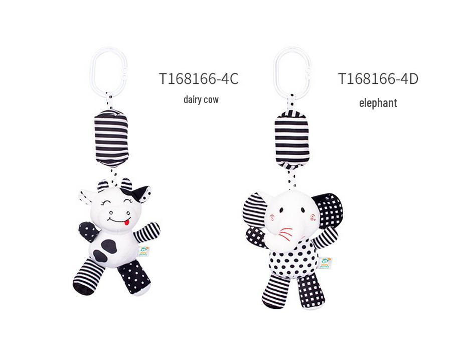 Happy Monkey Baby Crib Rattle: Black & White Cartoon Animal Wind Chime for Early Education