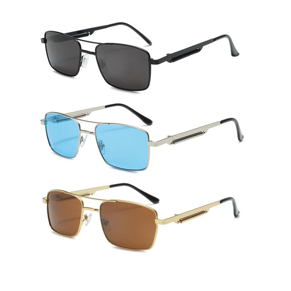 Spring Style 3Pcs/set Rectangle Sunglasses Fashion Metal Frame Women Men Ellipse Sun Glasses for Female Male Square Sunglasses