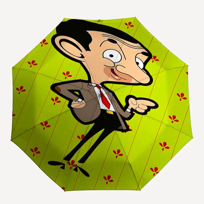 

1PC Mr. Bean Automatic Open/Close, 8-Rib Durable Frame Compact Travel Umbrella for Men & Women 025