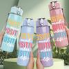 1PC Positive Positive Color Text Art 750ml Color Plastic Sports Water Bottle Leakproof Flip Straw Lid Suitable for Sports Office Home Use