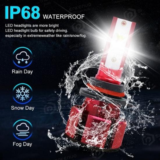 SHENKENUO 9005 HB3 6000LM LED Headlight Bulbs Conversion Kit High Beam 6000K 2X