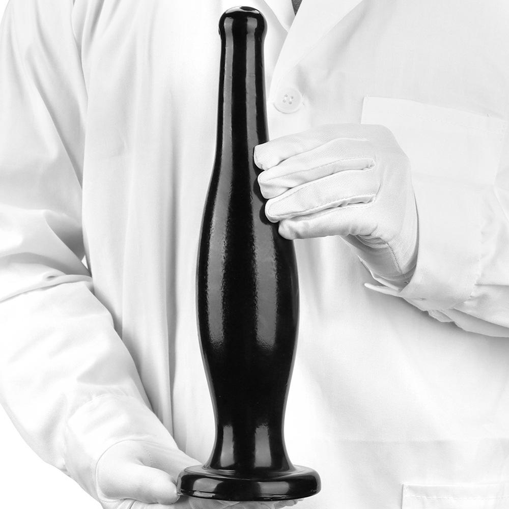 Black Bottle Shape Anal Plug with Sucker Anal Dilator Adult Sex Toy Masturbator Fisting Big Dick Realistic Dildo PVC BDSM