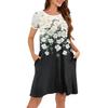 Women's Fashion Casual Floral Print Dress Round Neck Short Sleeves Miniskirt