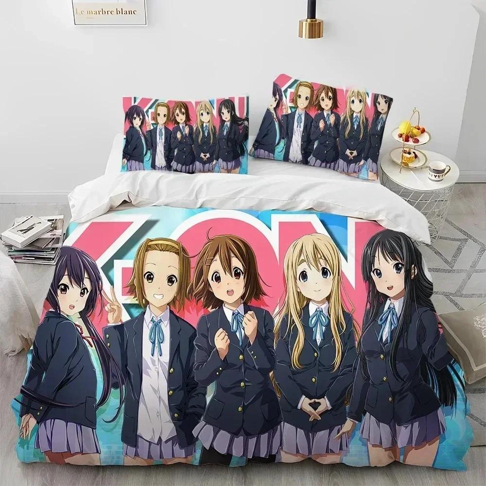 K-ON Cartoon Cute Lolita Kawaii Girls Bedding Set Printed With Pillowcase Bed Duvet Cover Soft Queen King Size Bedclothes Home