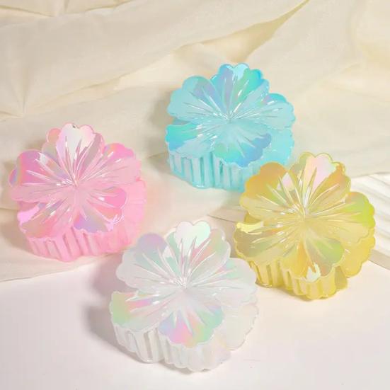 Women Hair Claw Flower Design Back Head Hair Clip Non-Slip Grip Bright Colors Shark Hair Claw Hair Accessory