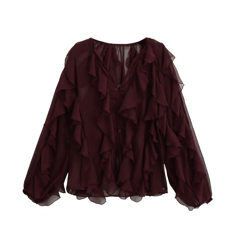 Womens Classic Versatile Layered Blouse Casual Elegant Long Sleeve Shirt Daily Wear