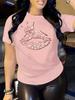 Γραφικό T-shirt με Στέμμα και Σέξι Χείλη Γυναικεία Casual Φαρδιά Βασικά Μπλουζάκια Καλοκαιρινά Κοντομάνικα Στρογγυλή Λαιμόκοψη Κλασικό Μοδάτο T-shirt