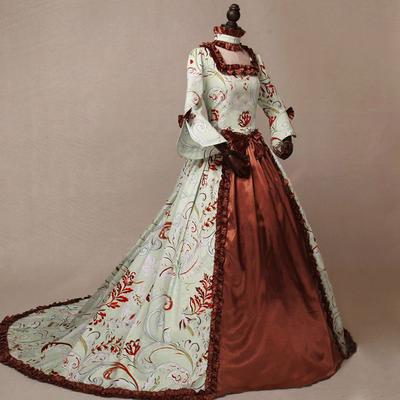 Frauen Herbst Winter Gothic Retro Floral Ballkleider Flare Ärmel Kleider Kleid