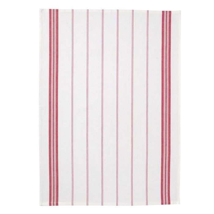 Torchon - Lot De 2 - Rayé Rouge - 50 X 70 Cm - 100% Coton Absorbant