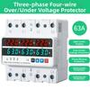 3 Phase 4-wire DIN Rail Over Under Voltage Protector 63A/100A Adjustable V/A Protector Overcurrent Protection Relays Protector