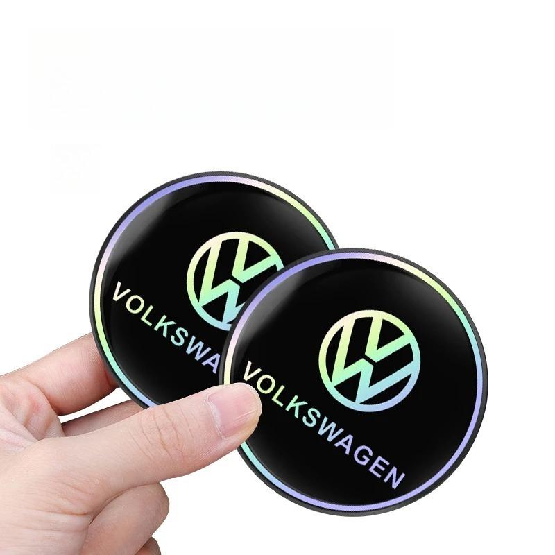 W149-2PCS VW Series Car Cup Holder Mat 7cm Leather Water Coaster for Volkswagen GTI R Line Polo Golf Passat Tiguan Arteon Caddy Jetta