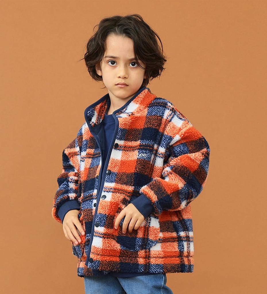 Lee Soft Touch Boa Orange Sizes Jacket, Kids' Check, 110cm-150cm