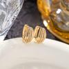 Classic Gold Plated Zircon Striped Hoop Earrings with Hollow Design
