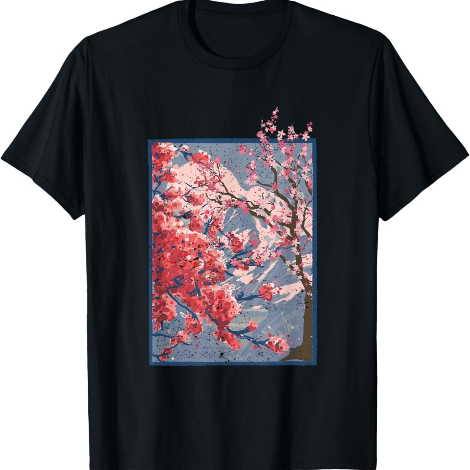 Pretty Flower Pink Sakura Tree Cherry Blossom T-Shirt S чёрный