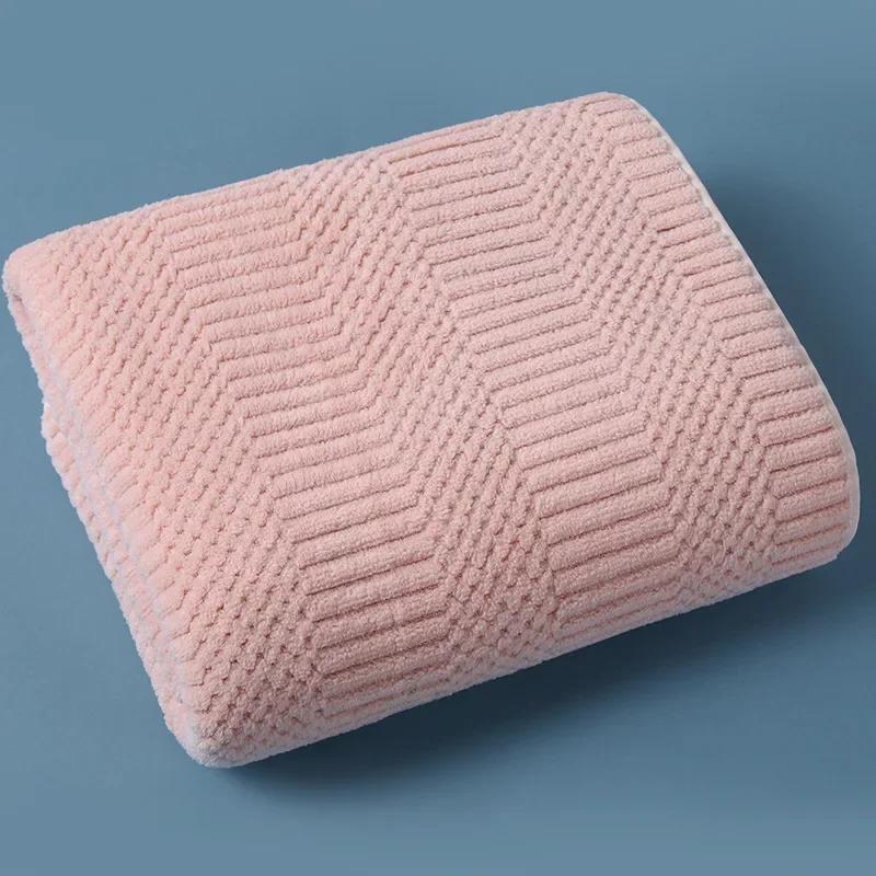 1pc Striped Coral Velvet Hand Bath Towel, Soft Quick Drying Towel, Absorbent Hand Towel For Bathroom