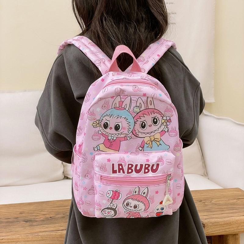 Adorable Labubu Cartoon Kids Backpack Lightweight Nylon Design For Ages Two To Six