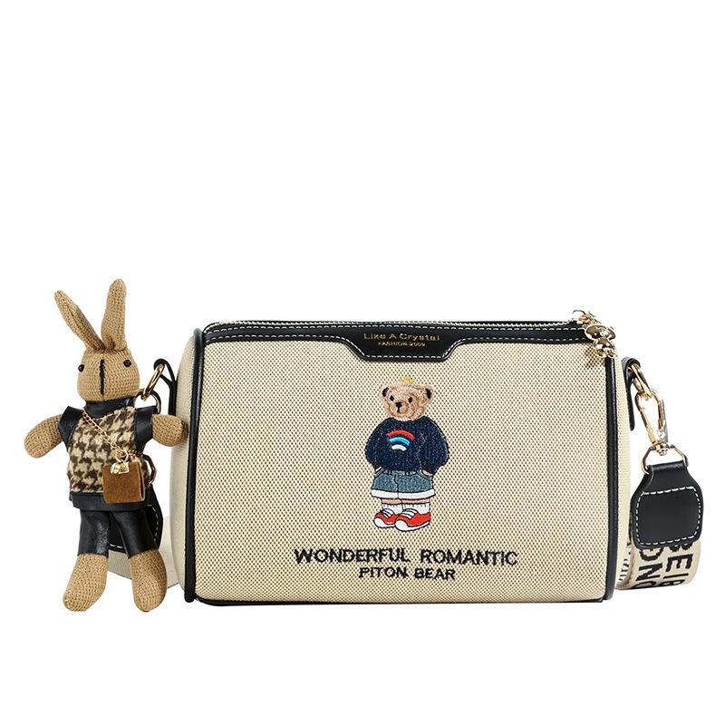 Woman's Fashion Shoulder Crossbody Bag Cartoon Animation Canvas Casual Large Capacity Bag