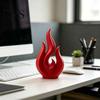 Einzigartige Schreibtischkunst 3D-gedruckte Flammen-Skulptur, Mattrote Hohlstatue, Stilvolles Dekor Minimalistisches Ornament für Büro Heim Schreibtischzubehör