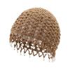 Fashion Hollowed Out Knitted Hat Pearl Fringed Breathable Beret Cap Round Beads Woven Hat For Women