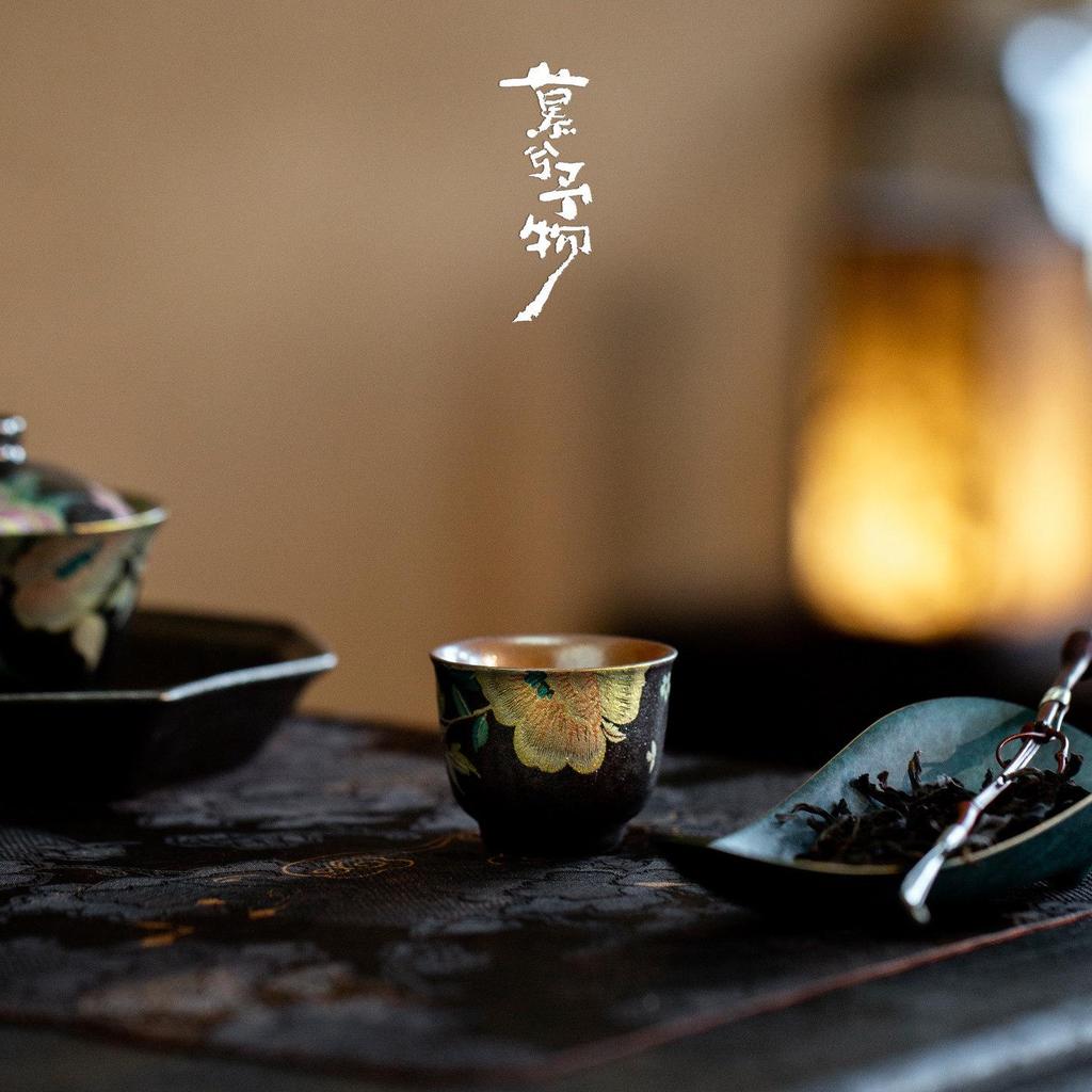 Mu Xi Hand-Painted Peony Ceramic Tea Cup: Exquisite Small-Capacity Tasting Cup