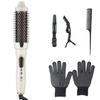 Infrared Ceramic Glaze Electric Hair Brush with LCD Display, Multi-temperature Setting for Bangs Inner Curl Fluffy Hairstyle