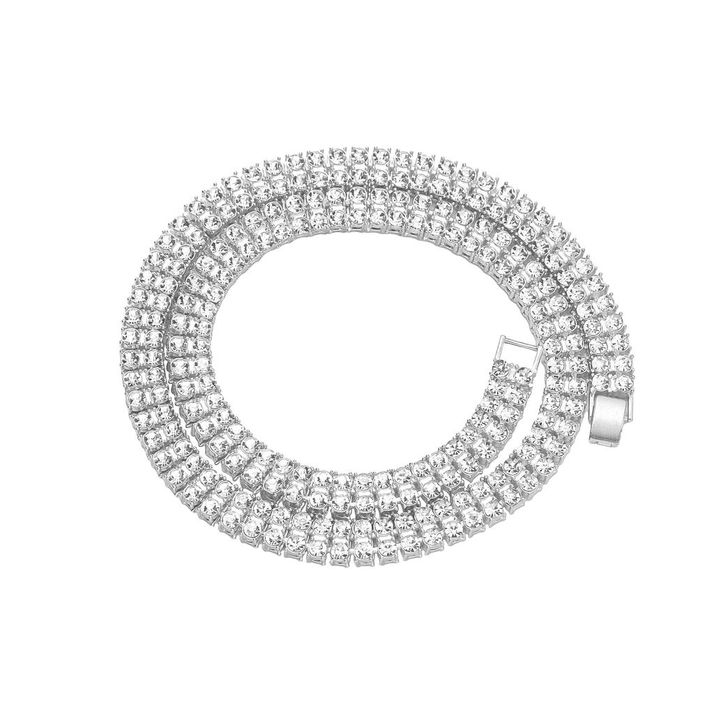 Europejski hip-hopowy pełny diamentowy dwurzędowy diamentowy męski naszyjnik osobowości Hip Hop Rap Hip Hop Disco Taniec Naszyjnik Popularna ozdoba